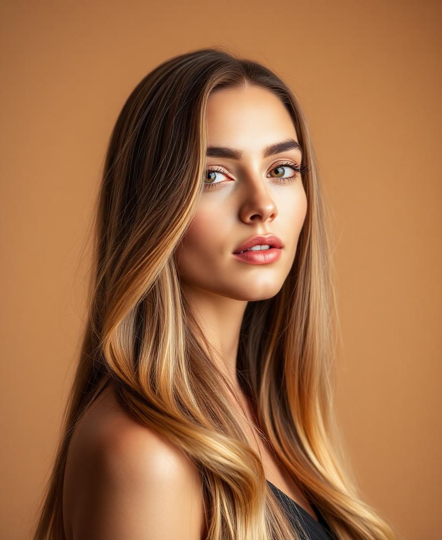 Caramel balayage long hair